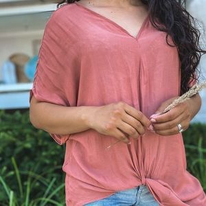 V-Neck front knot blouse